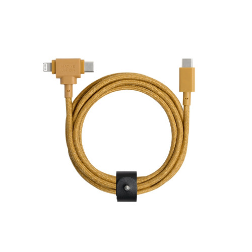 NATIVE UNION Belt USB-C to Duo (C and Lightning) Cable 1.8M - Kraft-Yellow / Cables Lightning / New