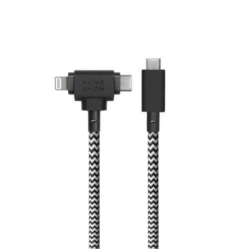 NATIVE UNION Belt USB-C to Duo (C and Lightning) Cable 1.8M - Zebra-Black / Cables Lightning / New