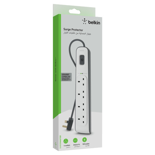 BELKIN Surge Protector - 4 outputs - 2M - White BELKIN Surge Protector - 4 outputs - 2M - White