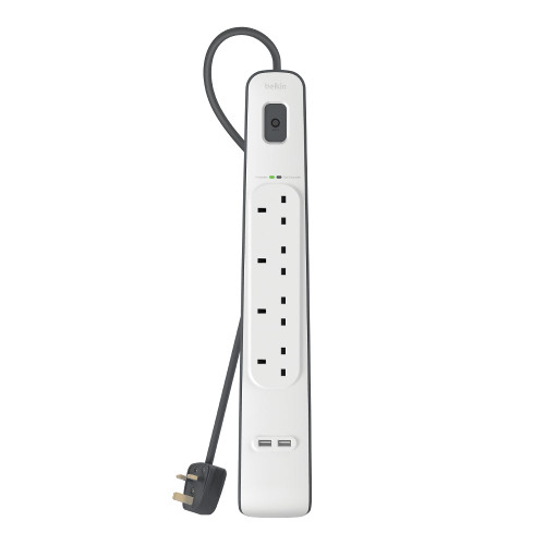 BELKIN Surge Protector - 4 outputs - 2 USB Ports - 2M - White