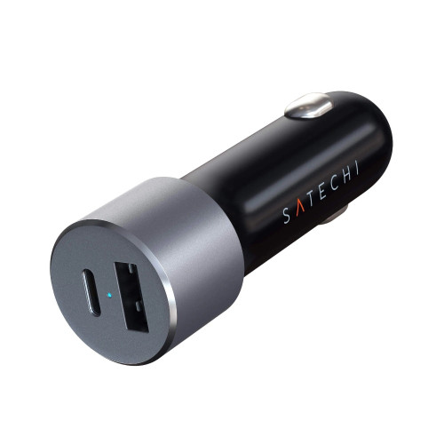 SATECHI 72W PD Dual Port Car Charger (USB-C + USB-A) - Space Gray-Gray / Car Chargers / New