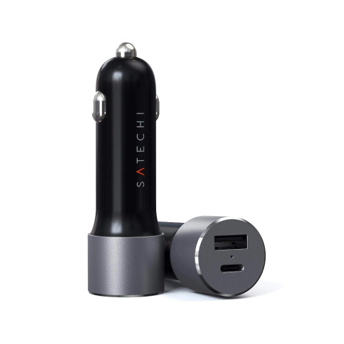 SATECHI 72W PD Dual Port Car Charger (USB-C + USB-A) - Space Gray-Gray / Car Chargers / New