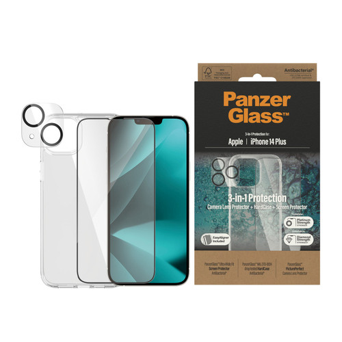 PANZERGLASS iPhone 14 Plus - 3-in-1 Bundle - ClearCase + Screen Protector + Cam