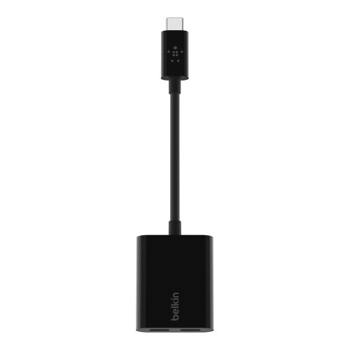 BELKIN Rockstar USB-C Audio + USB-C Charge Adapter - 2-Port Adapter - Black