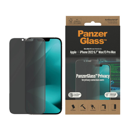 PANZERGLASS iPhone 14 Plus - Ultra-Wide Fit Privacy Screen Protector with Appli