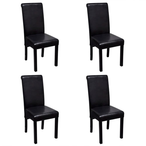 vidaXL Dining Chair Artificial Leather Black Set of 4