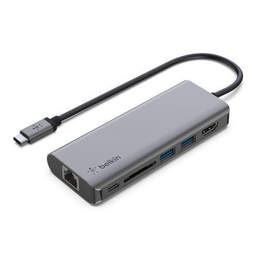 BELKIN Connect USB-C 6-in-1 Multiport Hub - HDMI 4K, Ethernet Port, SD Card Slo