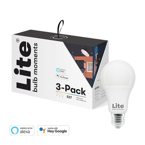 LITE BULB MOMENT A60 RGB LED Lamp 2700-6500K E27 8.5 Watts WiFi & Bluetooth - 3-White / DIY Smart LED Lighting System / New