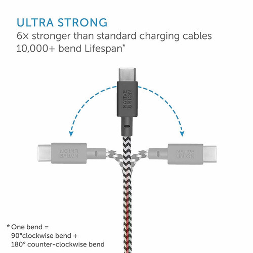 NATIVE UNION Belt 3M Cable KV Type-A to Type C - Zebra