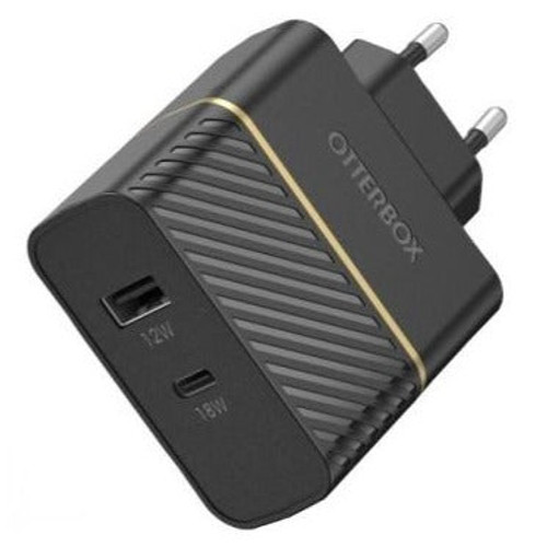 OTTERBOX EU Dual Port Fast Wall Charger 30W - USB-C 18W PD + USB-A 12W - Black