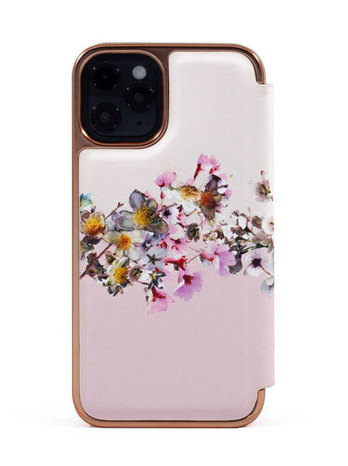 TED BAKER iPhone 12 Mini - Mirror Folio Case - Jasmine Pink Rose Gold