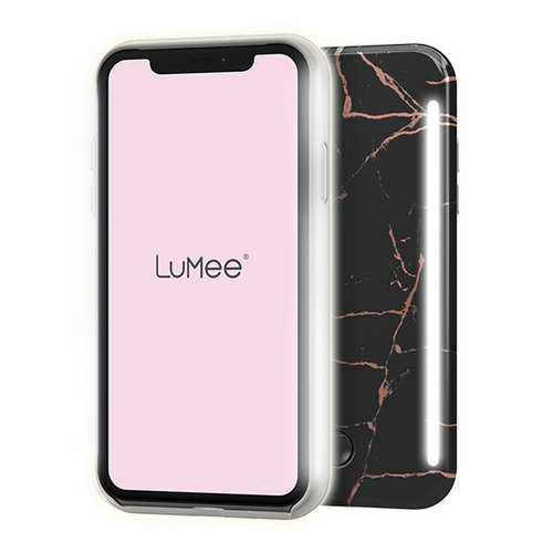 LUMEE Duo Phone Case with Selfie Light for iPhone 11 Pro - Metallic Marble - Bl