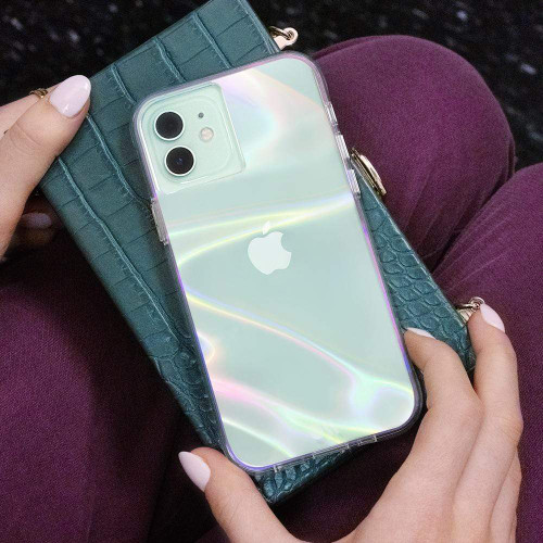 CASE-MATE iPhone 12 Mini - Soap Bubble Case - Iridescent w/ Micropel CASE-MATE iPhone 12 Mini - Soap Bubble Case - Iridescent w/ Micropel