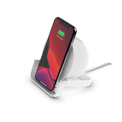 BELKIN Boost Charge 10W Wireless Charging Stand + Bluetooth Speaker - White-White / Wireless Chargers / New