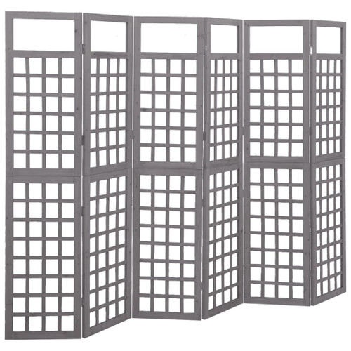 vidaXL 6-Panel Room Divider/Trellis Solid Fir Wood Grey 242.5x180 cm