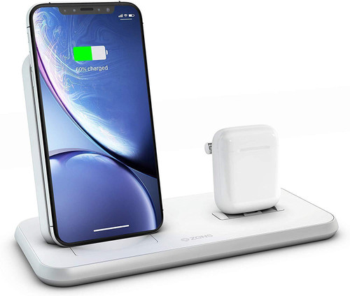 ZENS Aluminium Dual Wireless Charger + Dock 10W - White