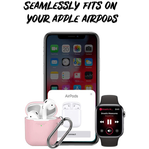 KEYBUDZ PodSkinz Keychain Case with Carabiner for AirPods 1 & 2 - Pink