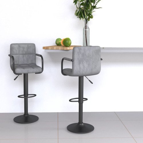 vidaXL Bar Stools 2 pcs Light Grey Velvet