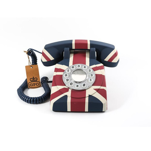 GPO 746 Rotary Hotel Phone UK Flag-Multi-color / Home Retro Dial Phones / New