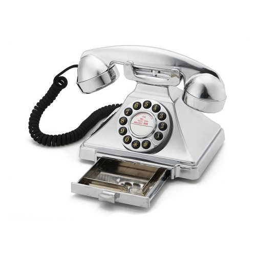 GPO Telephone Carrington - Chrome-Silver / Home Retro Dial Phones / New