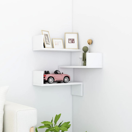 vidaXL Wall Corner Shelf White 40x40x50 cm Engineered Wood