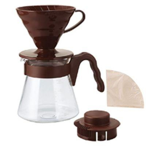 Hario - Plastic Coffee Pour Over Kit V60-02 - Chocolate Brown