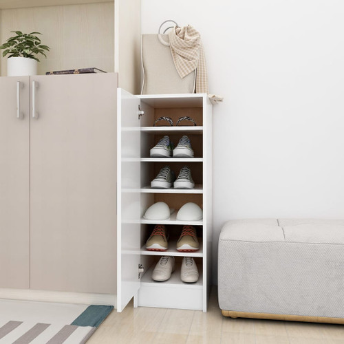 vidaXL Shoe Cabinet White 32x35x92 cm Engineered Wood