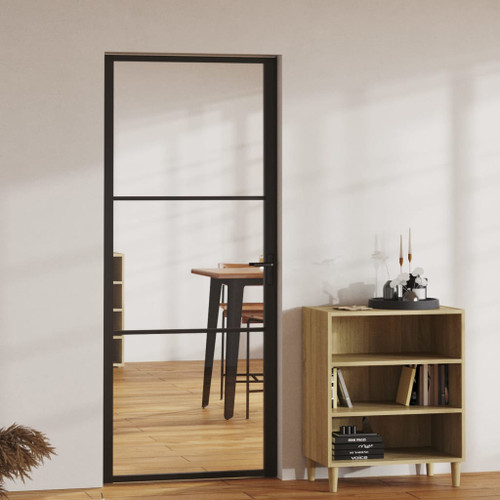 vidaXL Interior Door ESG Glass and Aluminium 83x201.5 cm Black