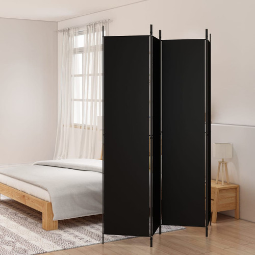 vidaXL 4-Panel Room Divider Black 200x220 cm Fabric