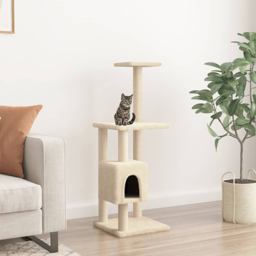 vidaXL Cat Tree with Sisal Scratching Posts Cream 104 cm