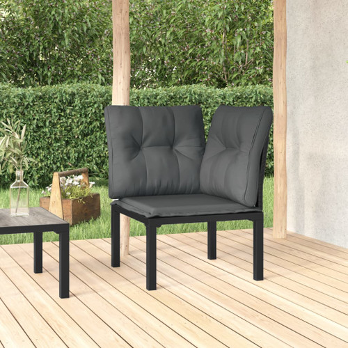 vidaXL Garden Corner Chair with Cushions Black and Grey Poly Rattan