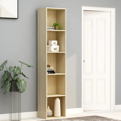 vidaXL Book Cabinet Sonoma Oak 40x30x189 cm Engineered Wood