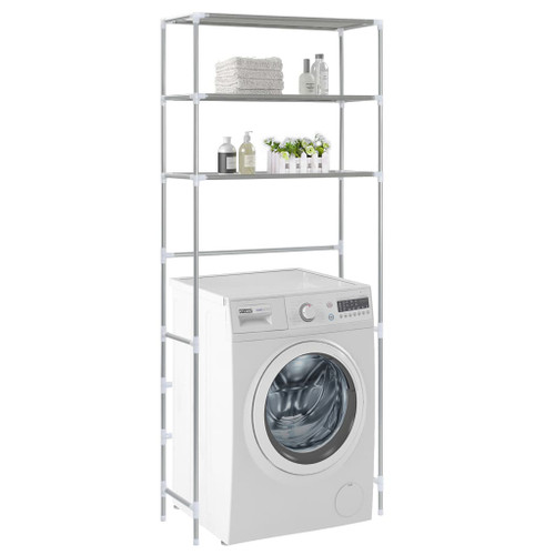 vidaXL 3-Tier Storage Rack over Laundry Machine Silver 69x28x169 cm