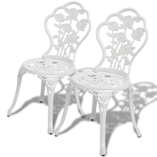 vidaXL Bistro Chairs 2 pcs Cast Aluminium White