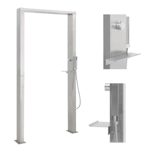 vidaXL Outdoor Shower Stainless Steel Double Jets