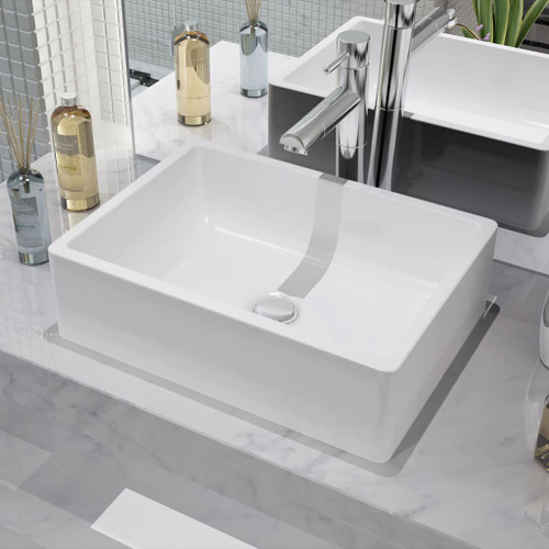 vidaXL Basin Ceramic White 41x30x12 cm