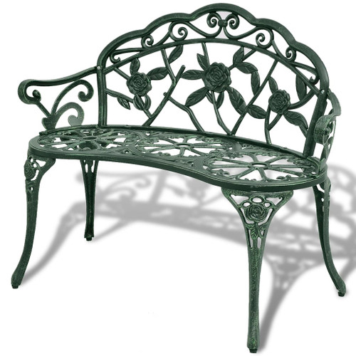 vidaXL Garden Bench 100 cm Cast Aluminium Green