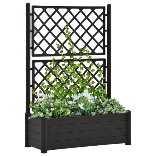 vidaXL Garden Planter with Trellis 100x43x142 cm PP Anthracite