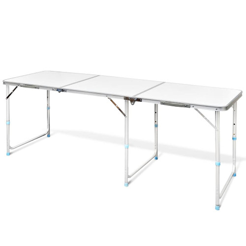 vidaXL Foldable Camping Table Height Adjustable Aluminium 180 x 60 cm