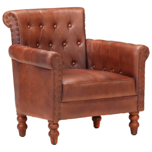 vidaXL Armchair Brown Real Goat Leather