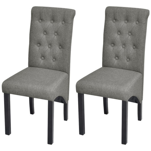 vidaXL 2 Dining Chairs Fabric Upholstery Dark Grey High Back