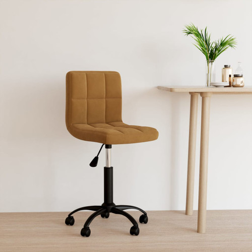 vidaXL Swivel Office Chair Brown Velvet