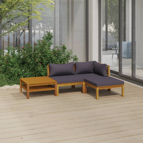 vidaXL 4 Piece Garden Lounge Set with Cushion Solid Acacia Wood