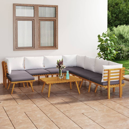 vidaXL 9 Piece Garden Lounge Set with Cushions Solid Acacia Wood