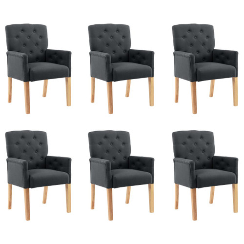 vidaXL Dining Chairs with Armrests 6 pcs Grey Fabric