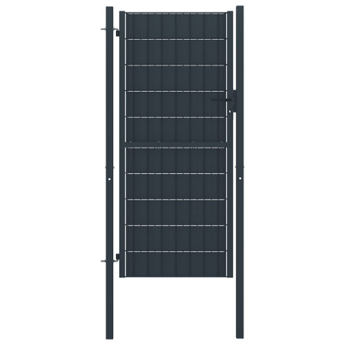 vidaXL Fence Gate PVC and Steel 100x124 cm Anthracite