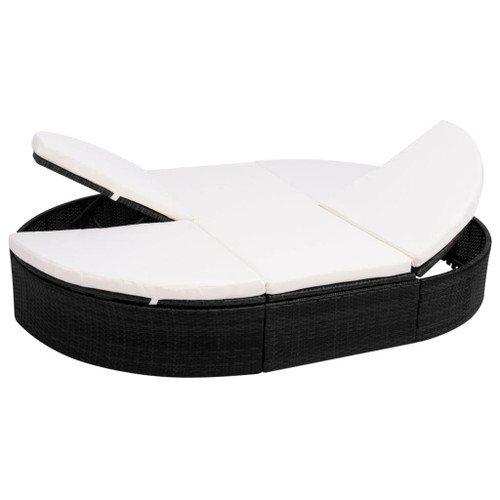 vidaXL Outdoor Lounge Bed with Cushion Poly Rattan Black