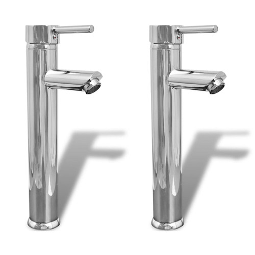 vidaXL Bathroom Faucet Mixer Taps 2 pcs Chrome