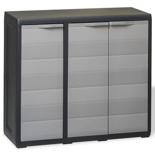 vidaXL Garden Storage Cabinet with 2 Shelves Black and Grey