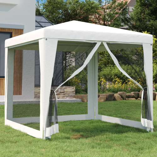 vidaXL Party Tent with 4 Mesh Sidewalls 2.5x2.5 m White